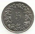 Suiça - 5 Rappen 1958 (Km# 26)