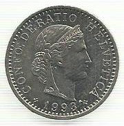 Suiça - 20 Rappen 1993 (Km# 29a)