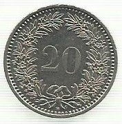 Suiça - 20 Rappen 1993 (Km# 29a)