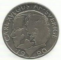 Suecia - 1 Krona 1990 (Km# 852a)