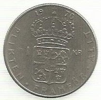 Suécia - 1 Krona 1970 (Km# 826a)