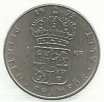 Suécia - 1 Krona 1972 (Km# 826a)
