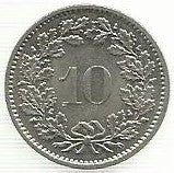 Suiça - 10 Rappen 1970 (Km# 27)