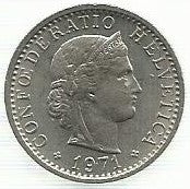Suiça - 20 Rappen 1971 (Km# 29a)