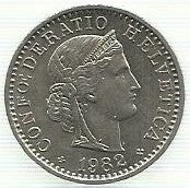 Suiça - 20 Rappen 1982 (Km# 29a)