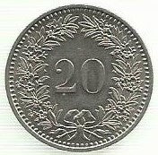 Suiça - 20 Rappen 1982 (Km# 29a)