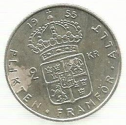 Suécia - 2 Kronor 1955 (Km# 827)