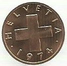 Suiça - 1 Rappen 1974 (Km# 46)