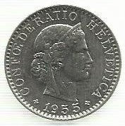 Suiça - 20 Rappen 1955 (Km# 29a)
