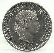 Suiça - 20 Rappen 2011 (Km# 29a)