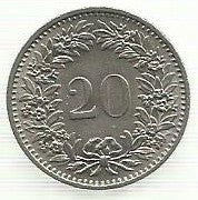 Suiça - 20 Rappen 1969 (Km# 29a)