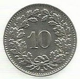 Suiça - 10 Rappen 1955 (Km# 27)