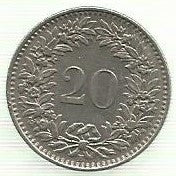 Suiça - 20 Rappen 1964 (Km# 29a)