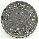 Suiça - 1/2 Franco 1977 (Km# 23a.1)