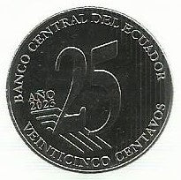 Equador - 25 Centavos 2023 (Km# 134) Alberto Spencer
