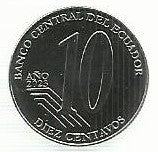 Equador - 10 Centavos 2023 (Km# 132) Galo Plaza