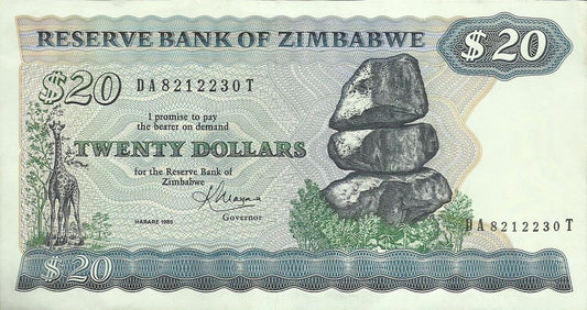 Zimbabwe - 20 Dolares 1983 (# 4c)