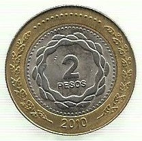 Argentina - 2 Pesos 2010 (Km# 165) Revolução Maio