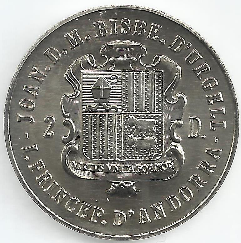 Andorra - 2 Diners 1987 (Km# 49) Joan Marti