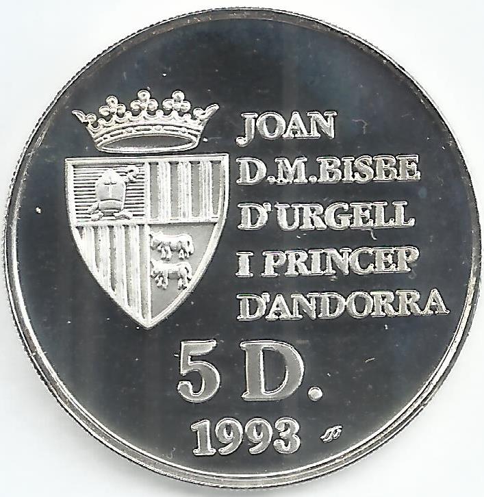 Andorra - 5 Diners 1994 (Km# 80) Joan Marti