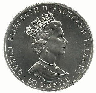 Falkland - 50 Pence 1992 (Km# 34) 40º Anivº Reino Elisabeth II
