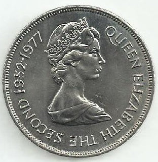 Jersey - 25 Pence 1977 (Km# 44) 25º Anivº Adesao Rainha Isabel ll