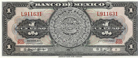 Mexico - 1 Peso 1969 (# 59k)