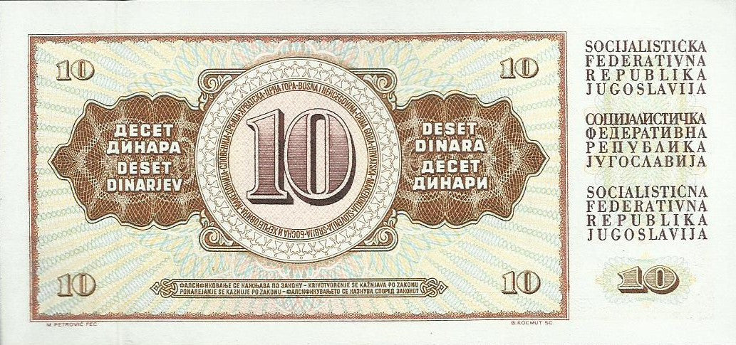 Jugoslavia - 10 Dinara 1968 (# 82b)
