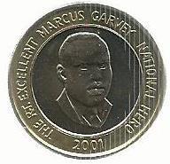 Jamaica - 20 Dolares 2001 (Km# 182) Marcus Garvey