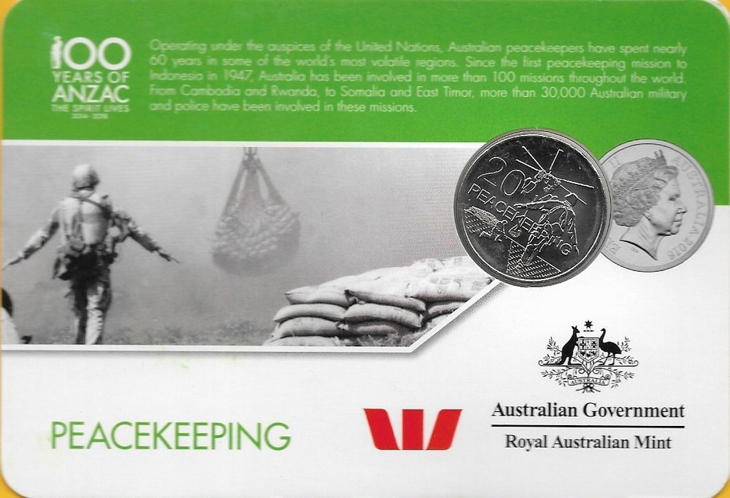 Australia - 20 Centimos 2016 (Km# ..) Peacekeeping