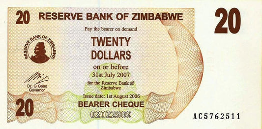 Zimbabwé - 20 Dolares 2006 (# 40)