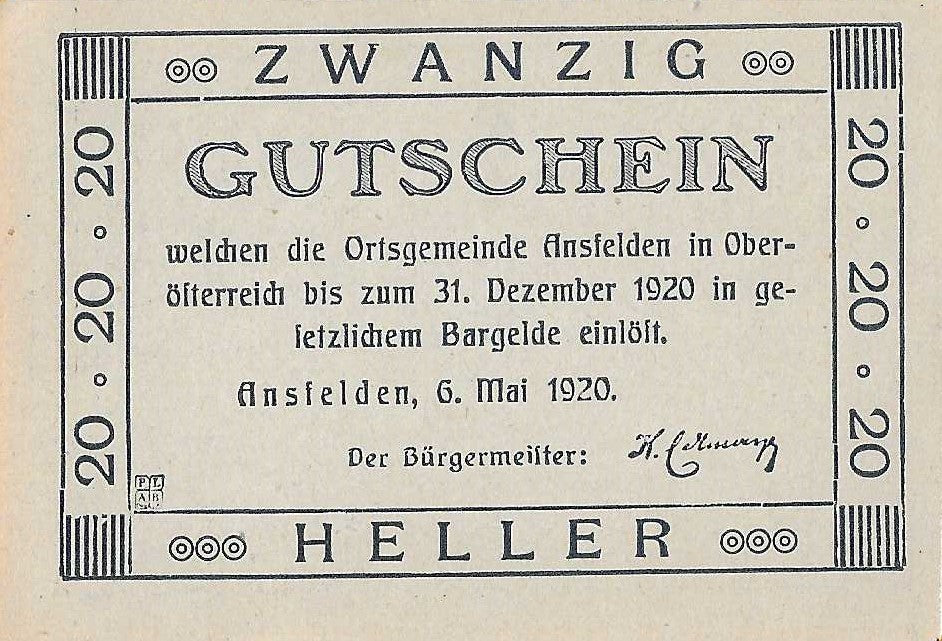 Austria - 20 Heller 1920 (# NL) Zwanzig