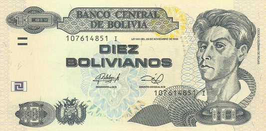 Bolivia - 10 Bolivianos 1986 (# 238)