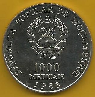 Moçambique - 1000 Meticais 1988 (Km# 109) Visita Papa João Paulo II