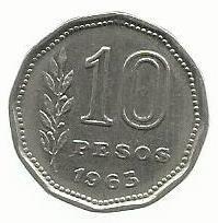 Argentina - 10 Pesos 1963 (Km# 60)
