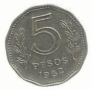 Argentina - 5 Pesos 1962 (Km# 59)