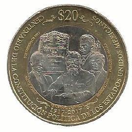 Mexico - 20 Pesos 2017 (Km# 989) Centenario Constituição