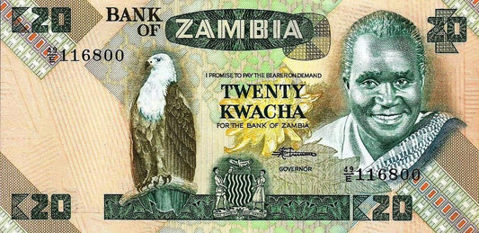 Zambia - 20 Kwacha 1980/89 (# 27e)