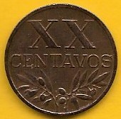 Portugal - XX Centavos 1956 (Km# 584)