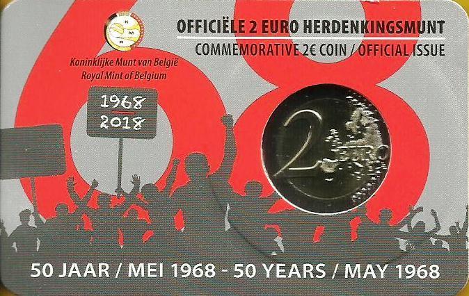Belgica - 2 Euro 2018 (Km# 374) 50º Anivº Maio 68