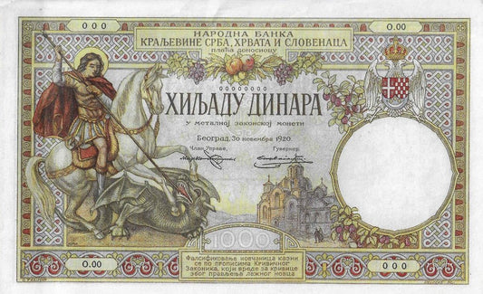 Jugoslavia - 1000 Dinara 1920 (# 23x1)