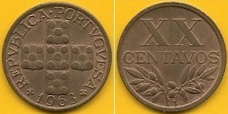 Portugal - XX Centavos 1963 (Km# 584)