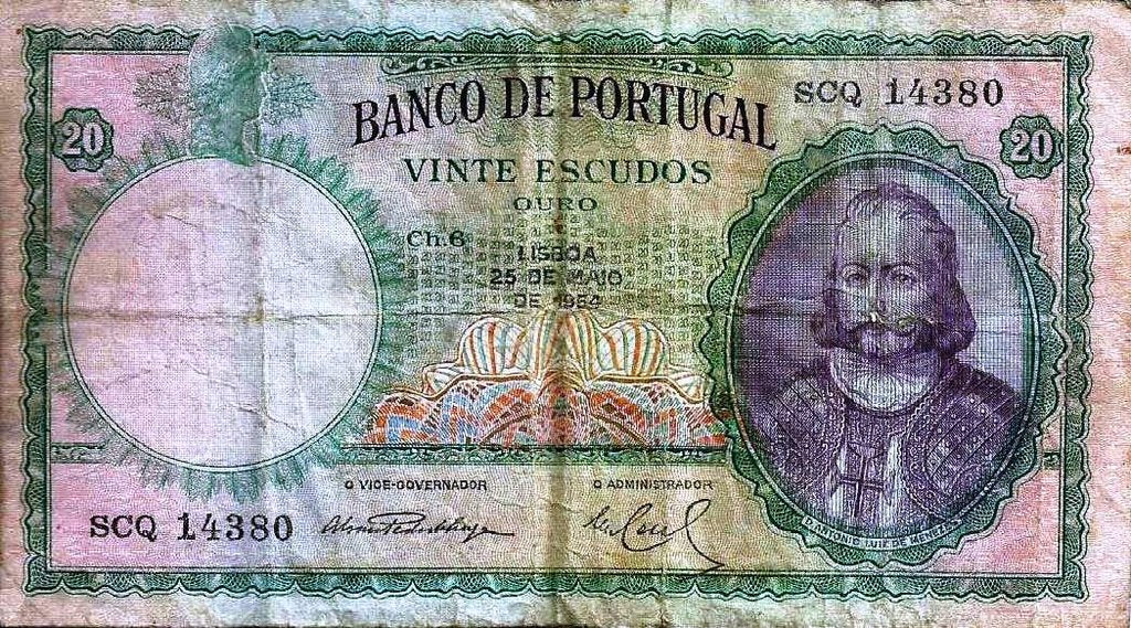 Portugal - 20$00 1954 (# 153a)