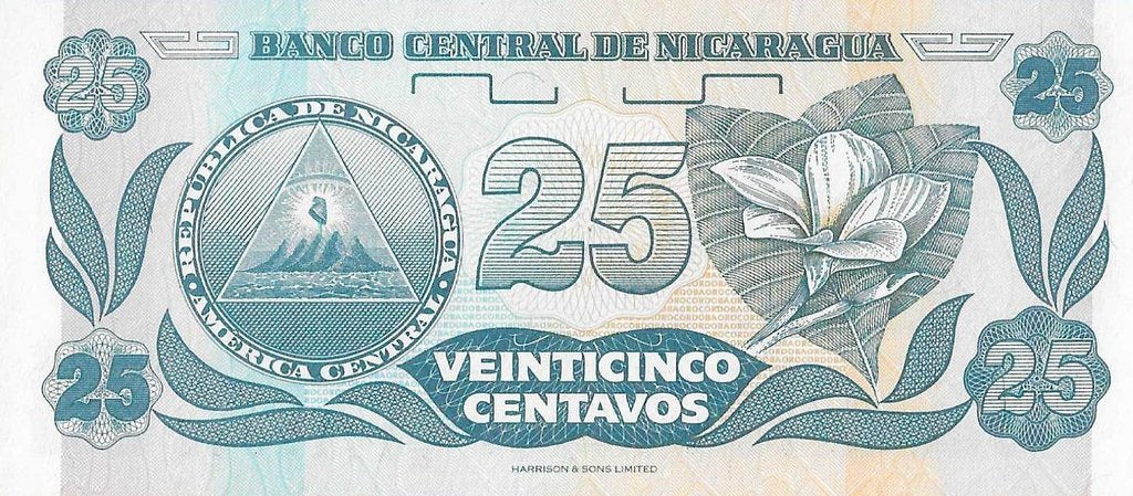 Nicaragua - 25 Centavos Cordoba 1991 (# 170a)