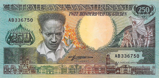 Suriname - 250 Gulden 1988 (# 134)