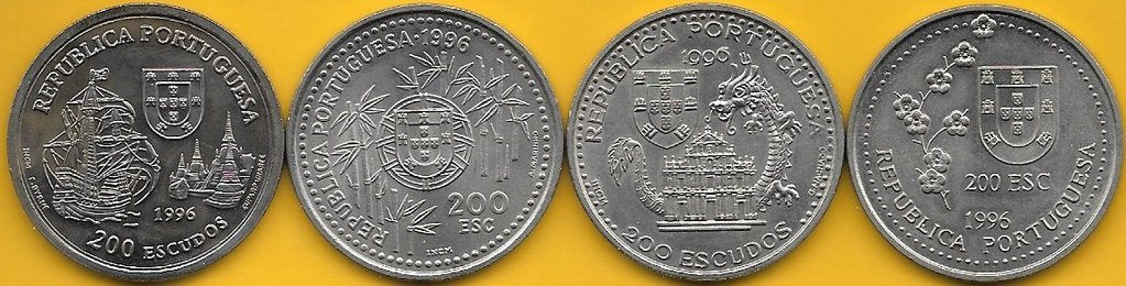 Portugal - 200$00 1996 (Km# 689/690/691 e 692) Descobrimentos