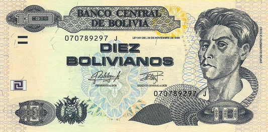 Bolivia - 10 Bolivianos 1986 (# 243)