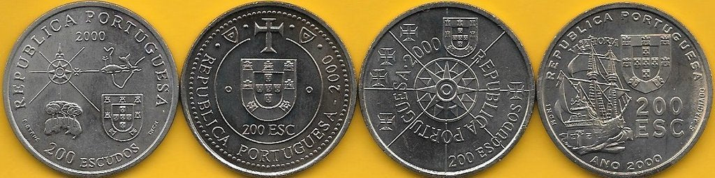 Portugal - 200$00 2000 (Km# 728/729/730 e 731) Descobrimentos