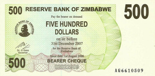 Zimbabwé - 500 Dolares 2006 (# 43)