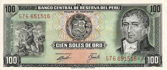 Peru - 100 Soles Ouro 1971 (# 102b)